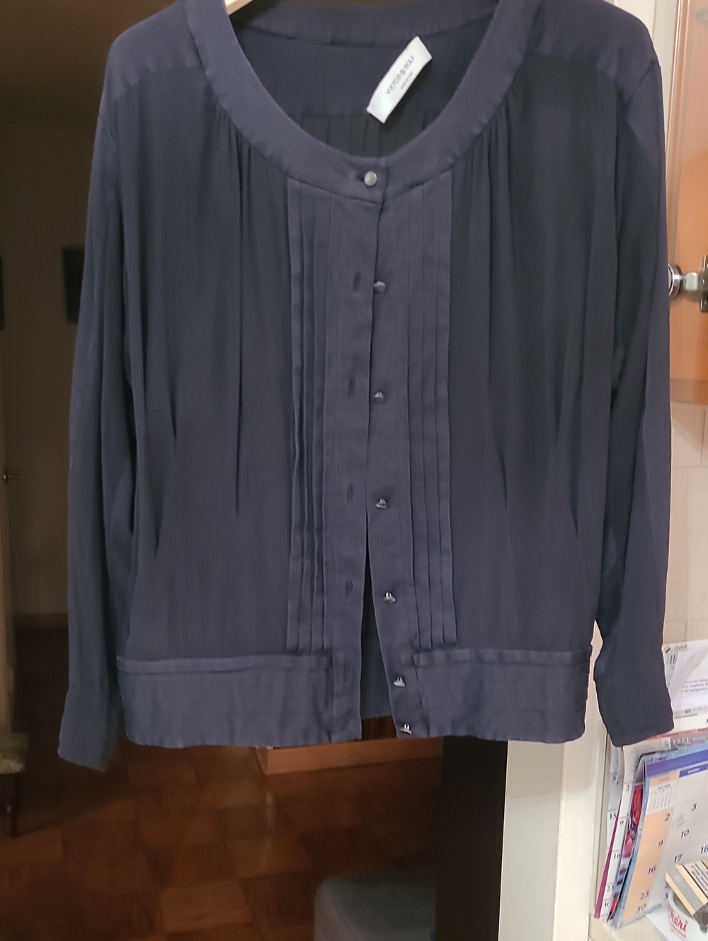 ITALY,VICTOR ROLF,SILK Pleated Button-Front Shirt
